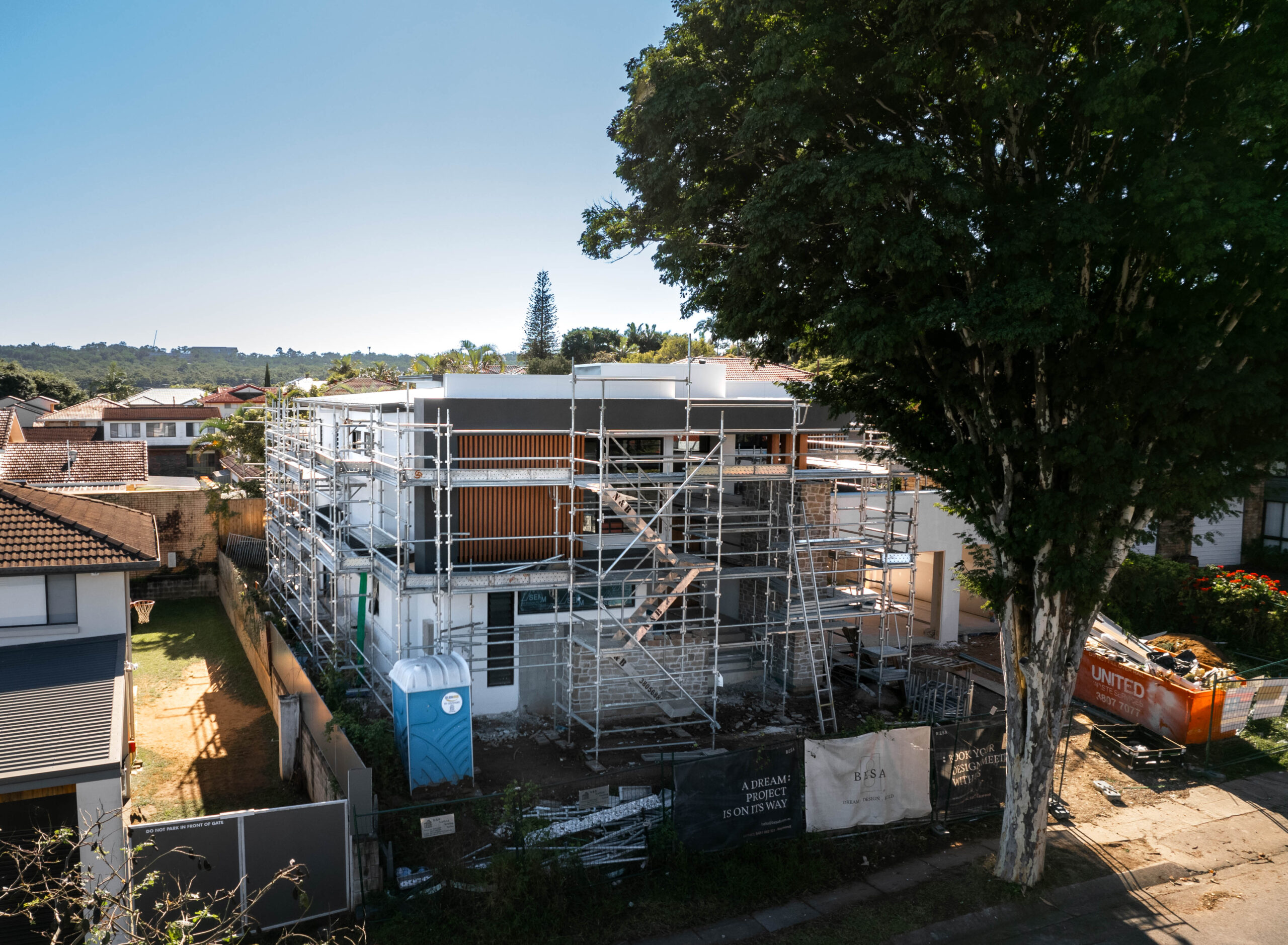 Front view of new home build under construction