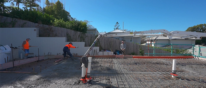 Pouring a concrete slab on an extreme sloping site